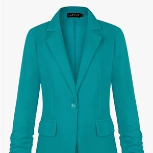 Teal Single-Button Tailored Blazer